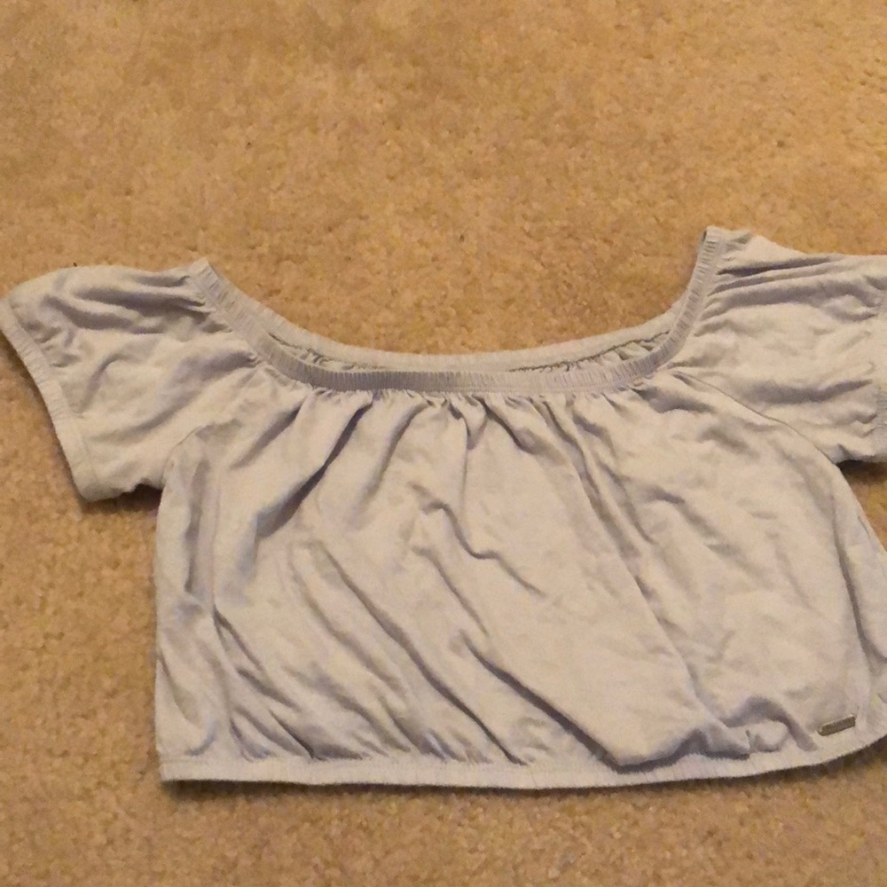 Off the shoulder blue crop top